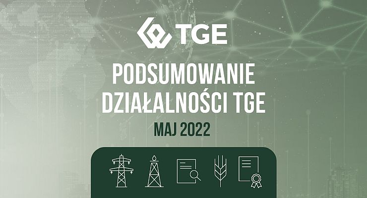 Towarowa Giełd Energii podsumowanie maj 2022 baner TGE