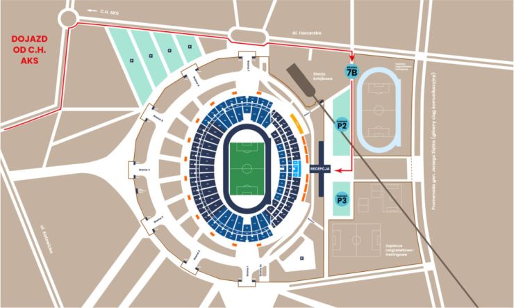 Mapa dojazdowa do Stadionu Śląskiego w Chorzowie